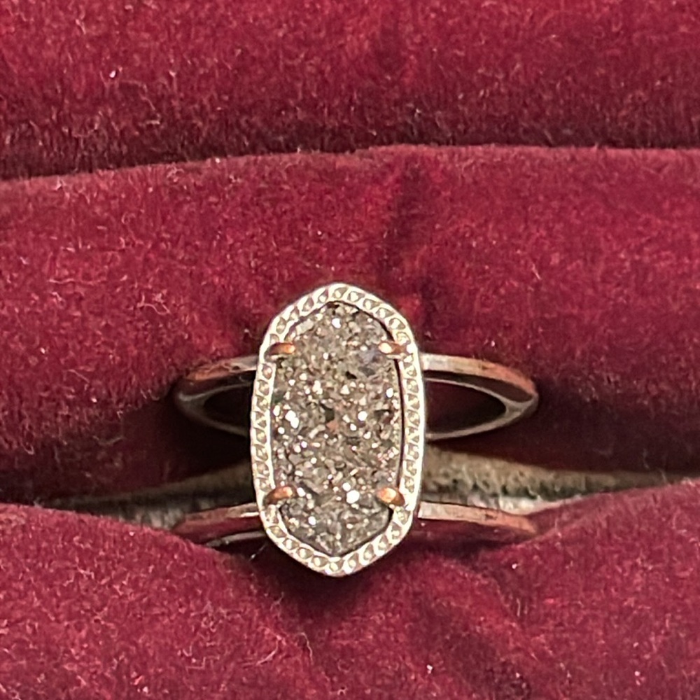 Kendra Scott Elyse Oval Dusy Silver Rose Gold Double Band Ring SZ 7